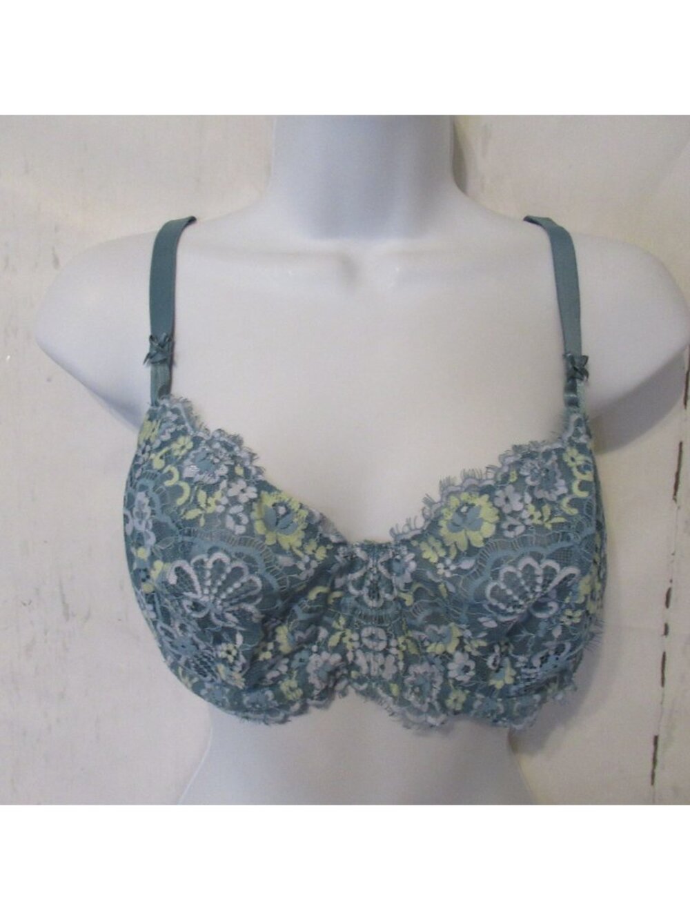 Victorias Secret Bra 36DD Blue Lace Push Up Without Padding Dream Angels